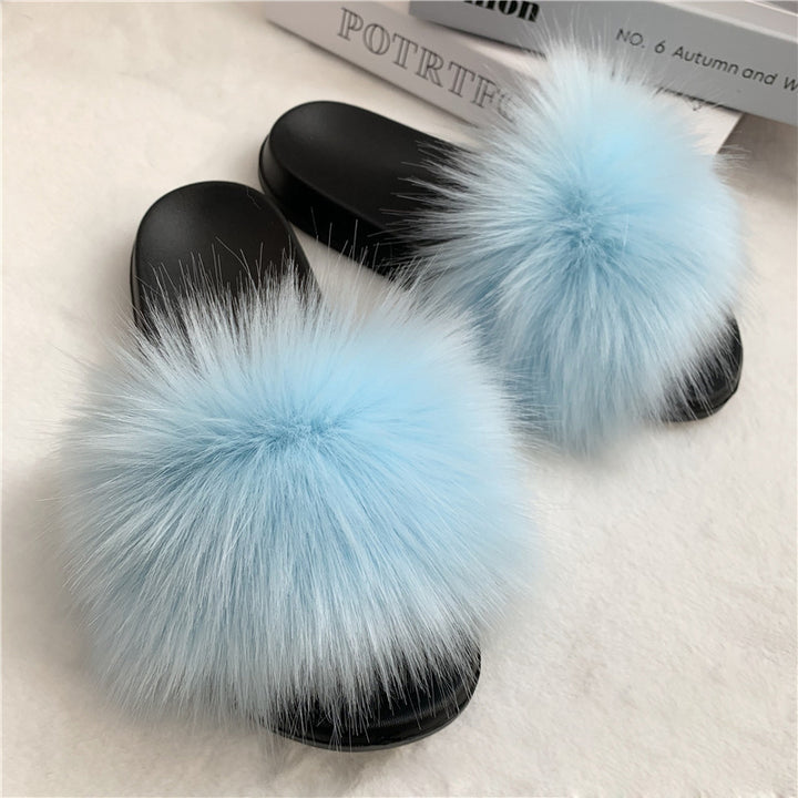 Summer Faux faux Slippers Women Indoor Furry faux Slides Female Plush Flip Flops Flats Sandals Casual Fluffy Slipper Image 2