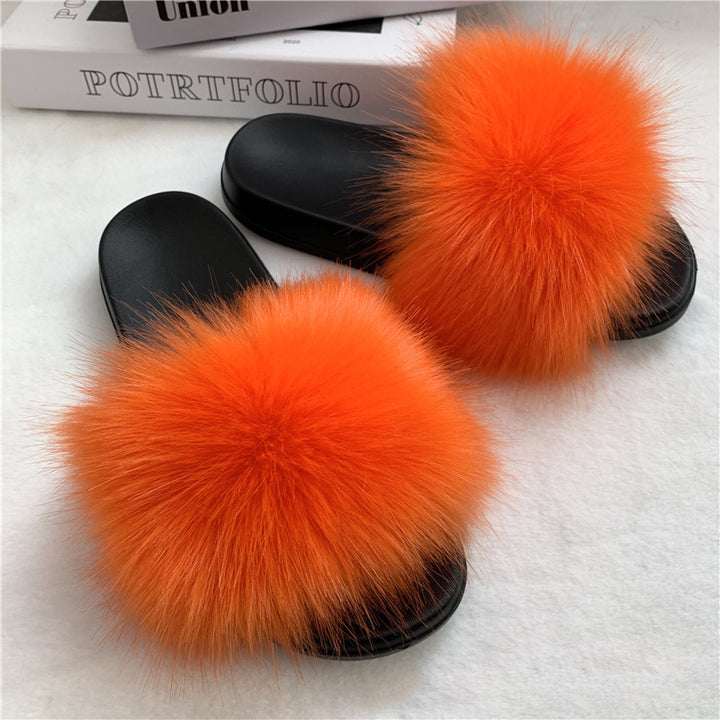 Summer Faux faux Slippers Women Indoor Furry faux Slides Female Plush Flip Flops Flats Sandals Casual Fluffy Slipper Image 3