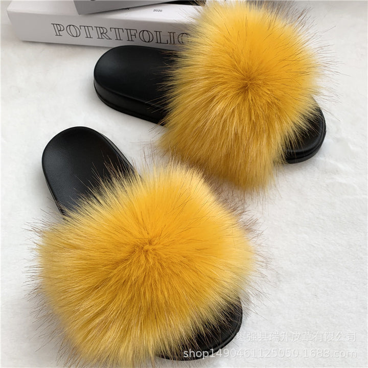 Summer Faux faux Slippers Women Indoor Furry faux Slides Female Plush Flip Flops Flats Sandals Casual Fluffy Slipper Image 4