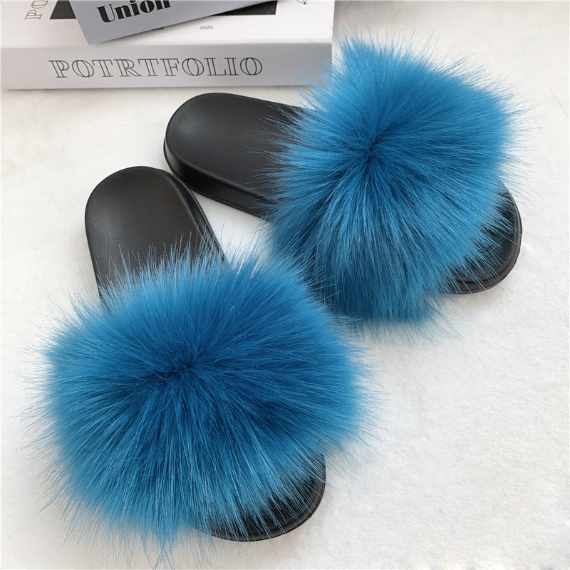 Summer Faux faux Slippers Women Indoor Furry faux Slides Female Plush Flip Flops Flats Sandals Casual Fluffy Slipper Image 4