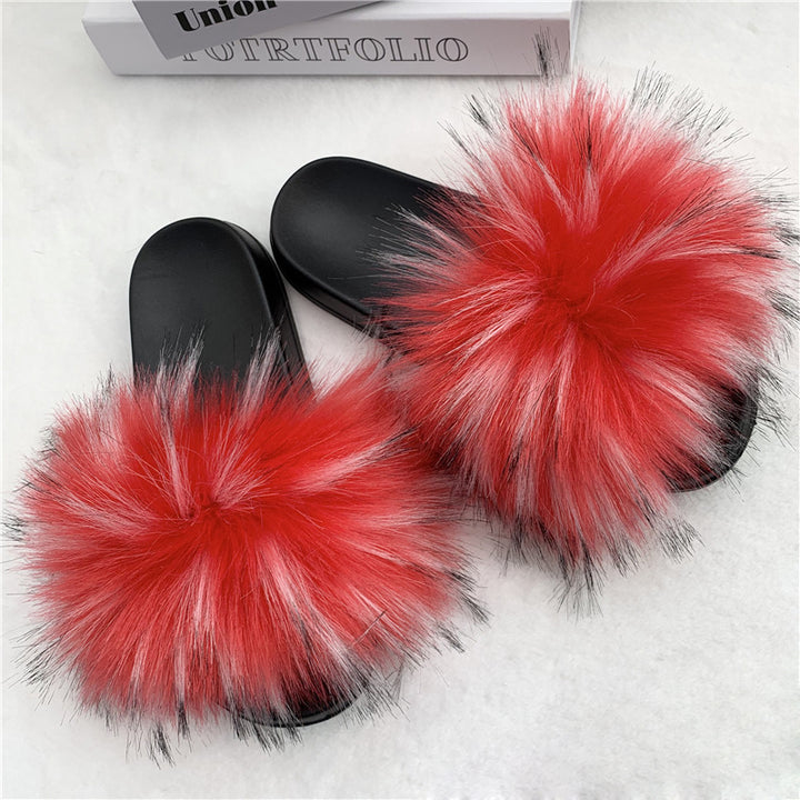 Summer Faux faux Slippers Women Indoor Furry faux Slides Female Plush Flip Flops Flats Sandals Casual Fluffy Slipper Image 7