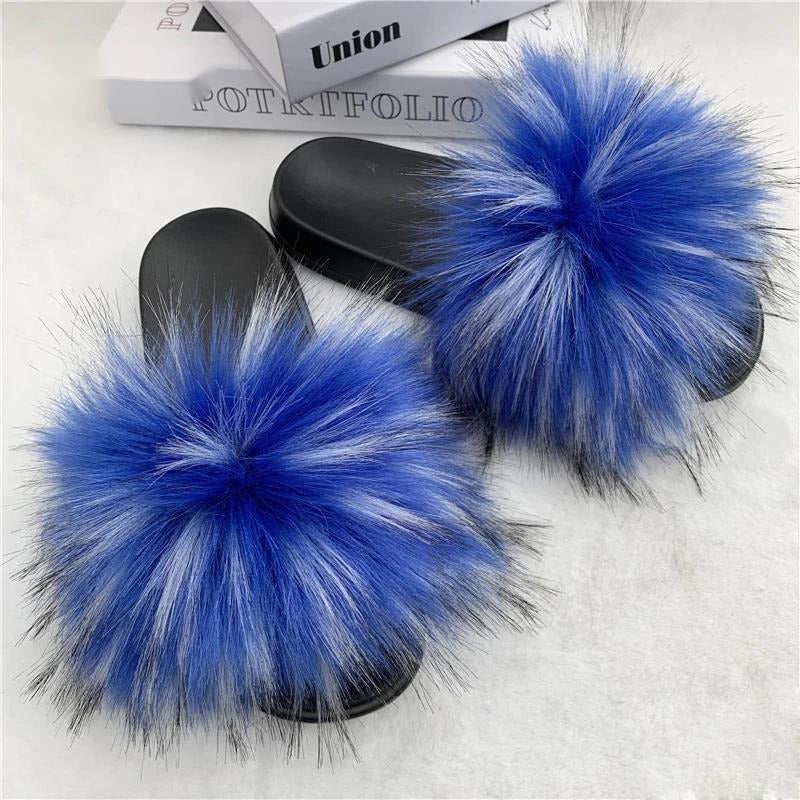 Summer Faux faux Slippers Women Indoor Furry faux Slides Female Plush Flip Flops Flats Sandals Casual Fluffy Slipper Image 8