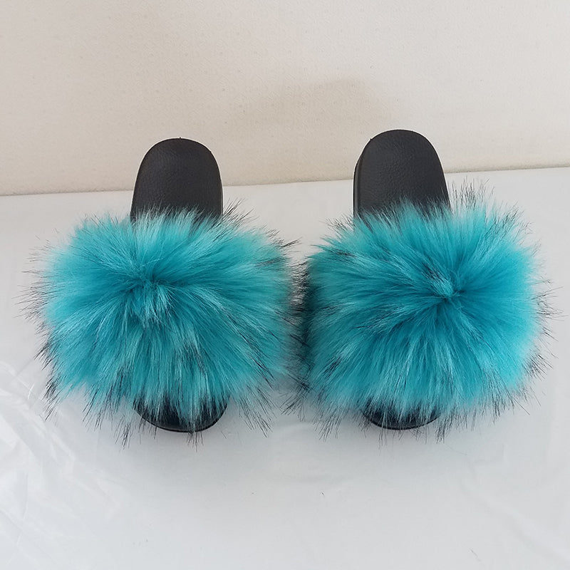 Summer Faux faux Slippers Women Indoor Furry faux Slides Female Plush Flip Flops Flats Sandals Casual Fluffy Slipper Image 9