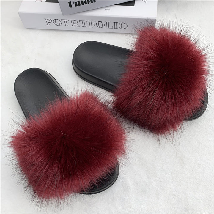 Summer Faux faux Slippers Women Indoor Furry faux Slides Female Plush Flip Flops Flats Sandals Casual Fluffy Slipper Image 11