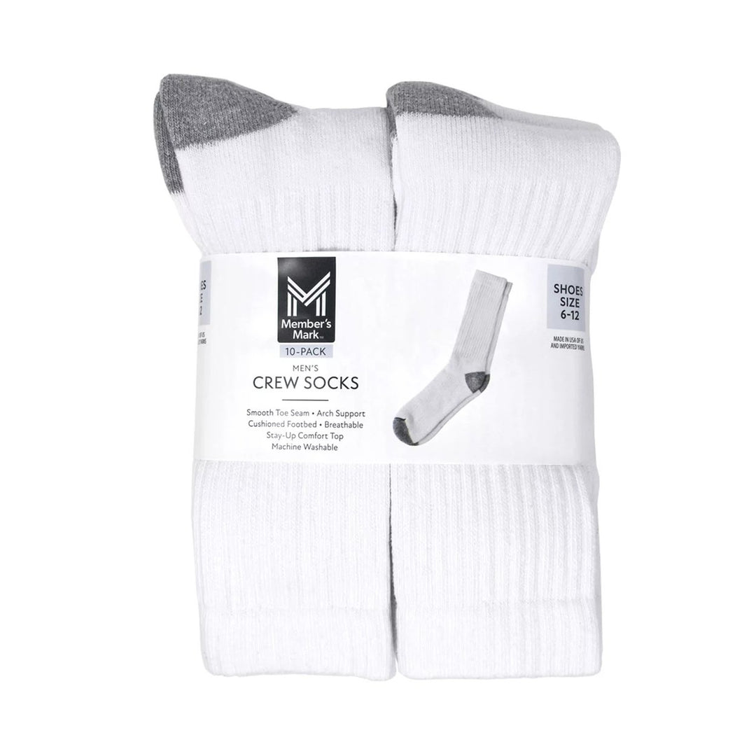 Members Mark Crew Sock 10 Count (White) Image 1