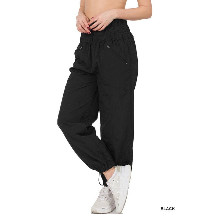 Windbreaker Smocked High Waistband Jogger Pants Image 3