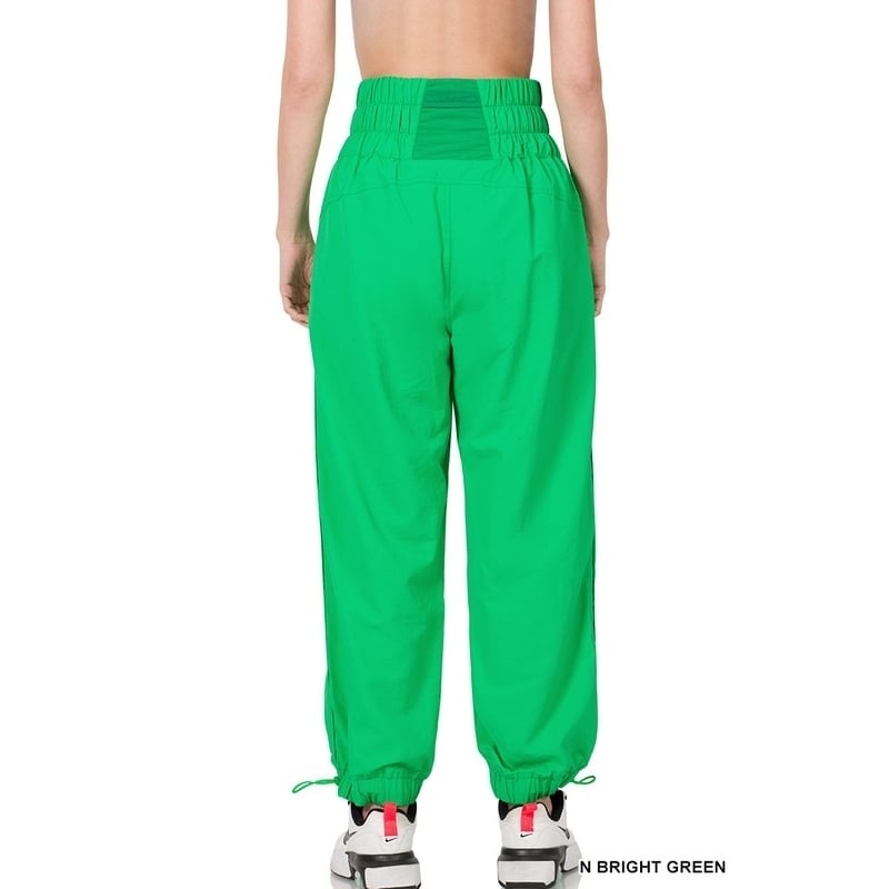 Windbreaker Smocked High Waistband Jogger Pants Image 4