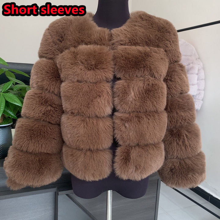 Womens Fashion faux faux coat super hot Autumn Winter women short Faux fox faux fluffy jacket fine 7xl Ladies furry Image 1