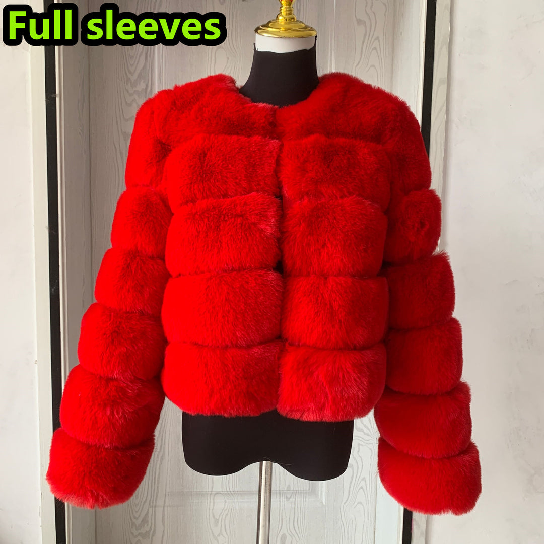 Womens Fashion faux faux coat super hot Autumn Winter women short Faux fox faux fluffy jacket fine 7xl Ladies furry Image 3