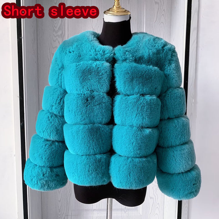 Womens Fashion faux faux coat super hot Autumn Winter women short Faux fox faux fluffy jacket fine 7xl Ladies furry Image 6