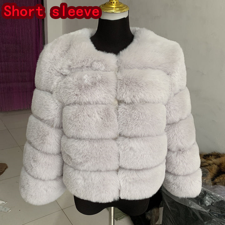 Womens Fashion faux faux coat super hot Autumn Winter women short Faux fox faux fluffy jacket fine 7xl Ladies furry Image 7