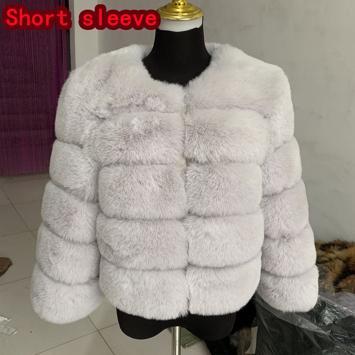 Womens Fashion faux faux coat super hot Autumn Winter women short Faux fox faux fluffy jacket fine 7xl Ladies furry Image 1