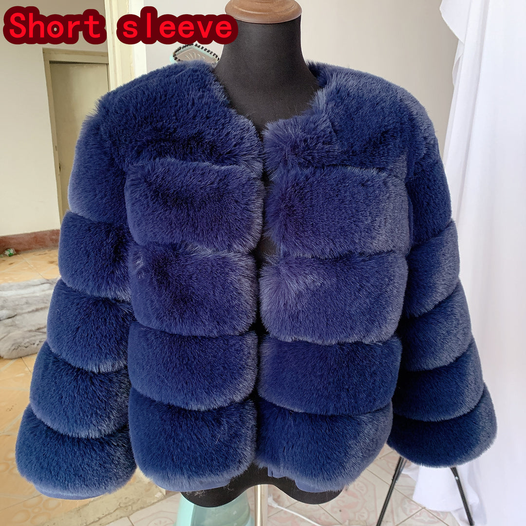 Womens Fashion faux faux coat super hot Autumn Winter women short Faux fox faux fluffy jacket fine 7xl Ladies furry Image 8