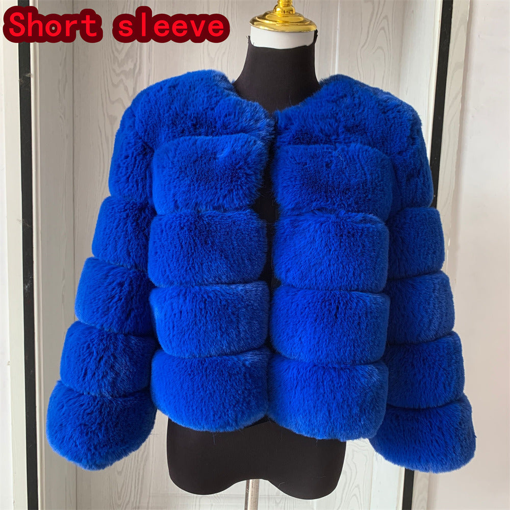 Womens Fashion faux faux coat super hot Autumn Winter women short Faux fox faux fluffy jacket fine 7xl Ladies furry Image 9