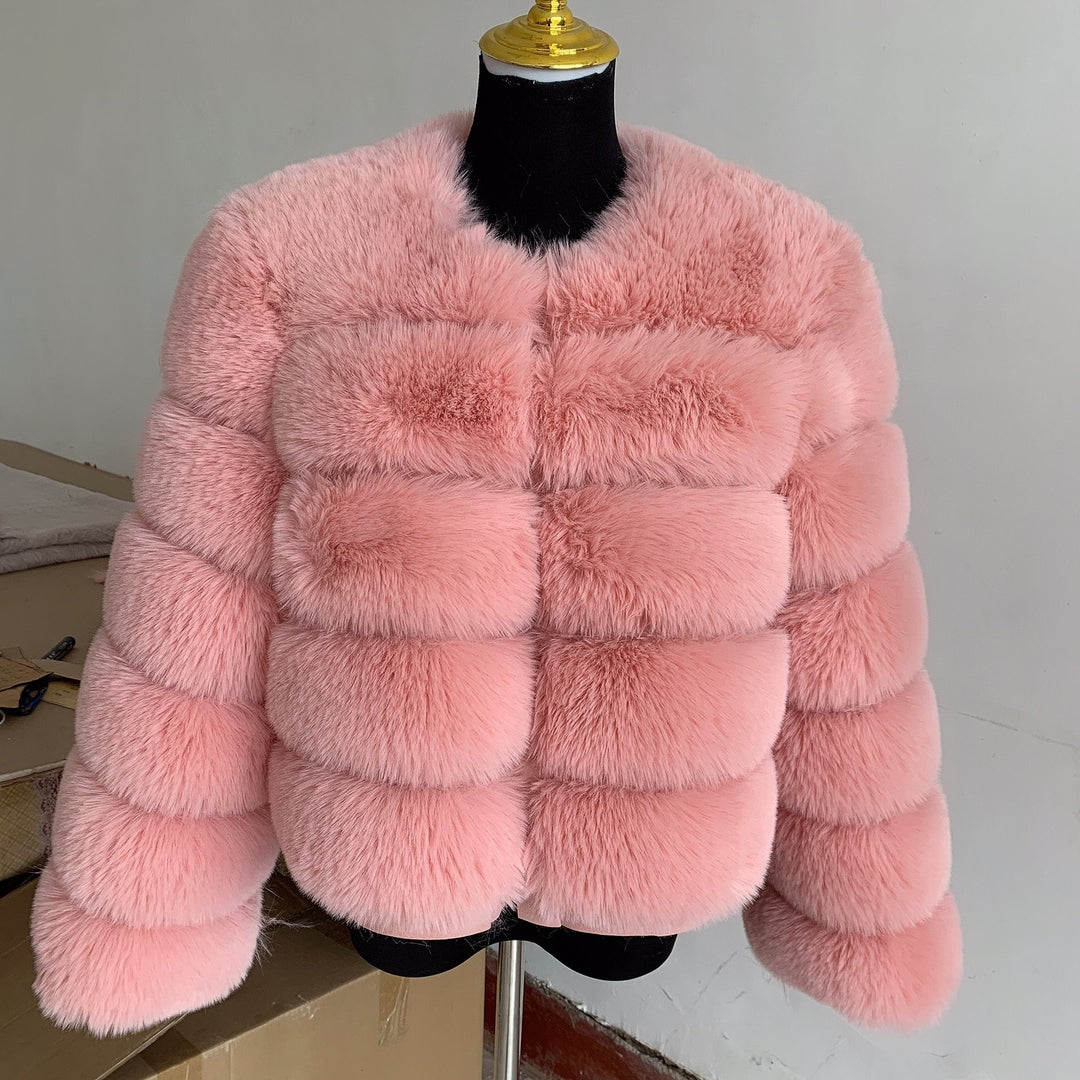 Womens Fashion faux faux coat super hot Autumn Winter women short Faux fox faux fluffy jacket fine 7xl Ladies furry Image 10