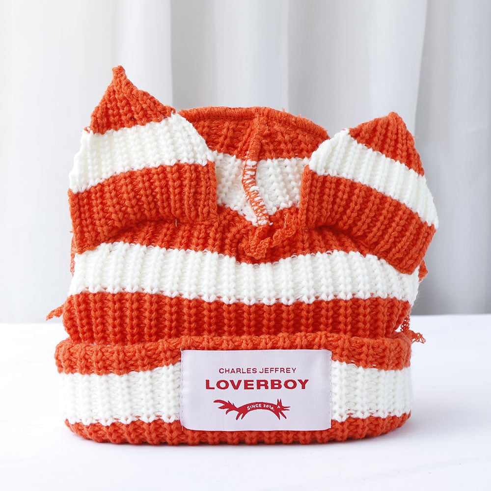 2024 Cute Fashion Hooded Lover Boy Ear Knit Double-layer Warm Fox Ear Woolen Hat Niche Design Hip-hop Personality Cold Image 1