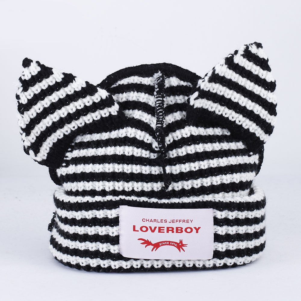 2024 Cute Fashion Hooded Lover Boy Ear Knit Double-layer Warm Fox Ear Woolen Hat Niche Design Hip-hop Personality Cold Image 1