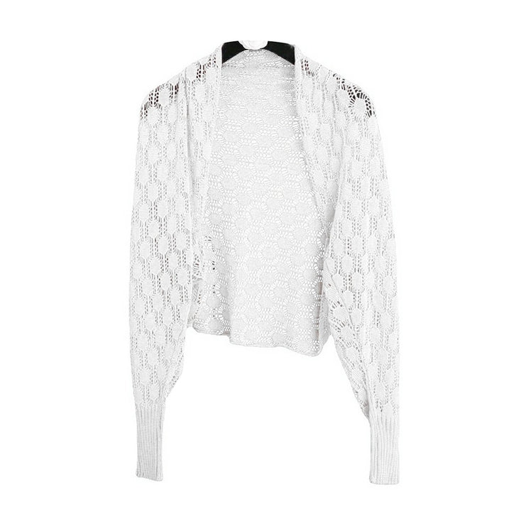 Women Shawl Long Sleeve Soft Fabric Cardigan Open Stitch Solid Color See-through Hollow Out Sunscreen Summer Cape Coat Image 4