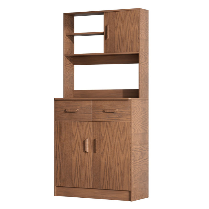 Kitchen Pantry Storage Cabinet with Buffet Cupboard Utility Pantry with Microwave Stand Kitchen Cabinets with 2 Drawers Image 3