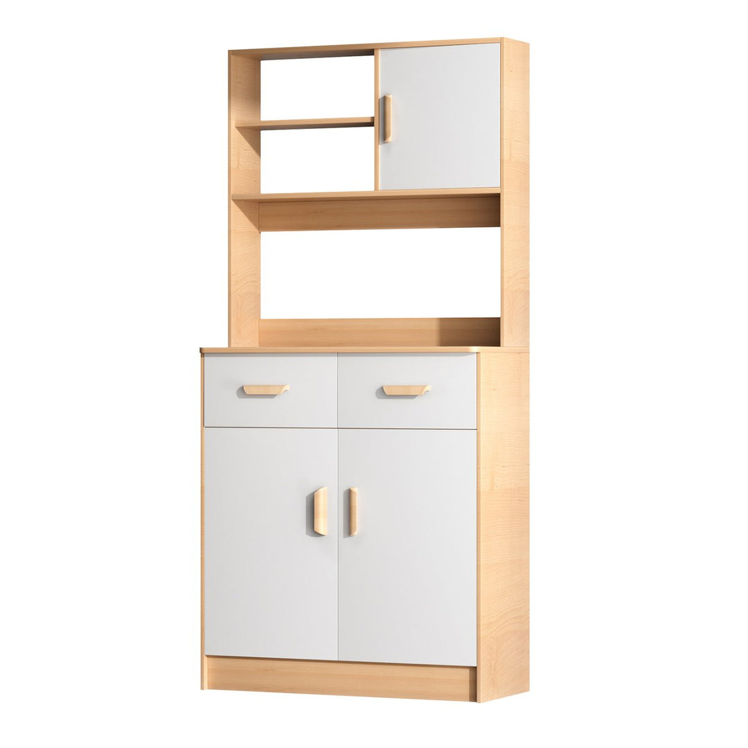 Kitchen Pantry Storage Cabinet with Buffet Cupboard Utility Pantry with Microwave Stand Kitchen Cabinets with 2 Drawers Image 1