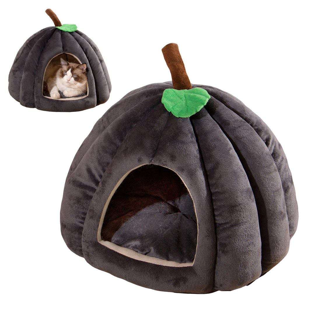 Semi-Enclosed Pet Bed for Cats All Seasons Comfort Stable Anti-Slip Pumpkin Pet Tent Cat House for Small Medium Dogs Image 1