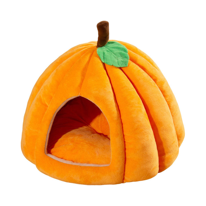 Semi-Enclosed Pet Bed for Cats All Seasons Comfort Stable Anti-Slip Pumpkin Pet Tent Cat House for Small Medium Dogs Image 3