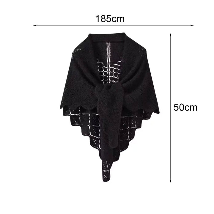 Women Knitting Shawl Solid Color Fringe Design Lightweight Versatile Hollow Shawl Open Knitted Pattern Shawl Wrap Image 11