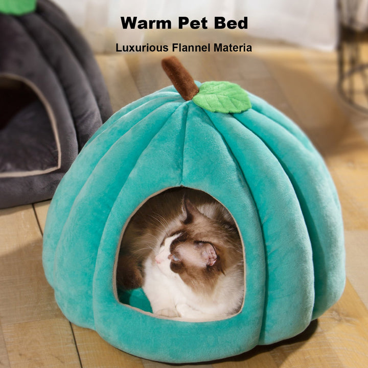 Semi-Enclosed Pet Bed for Cats All Seasons Comfort Stable Anti-Slip Pumpkin Pet Tent Cat House for Small Medium Dogs Image 6