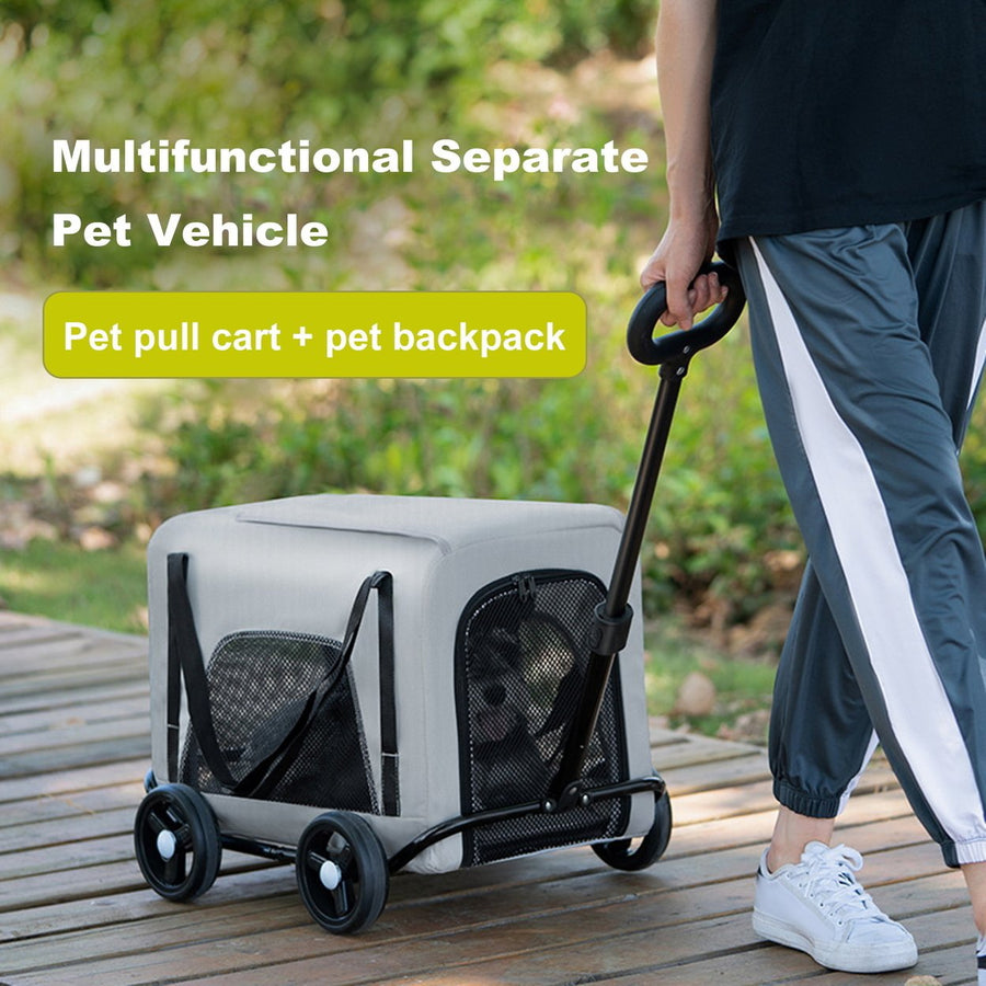 Dog Stroller 4 Wheel Pet Stroller with 360 Rotatable Retractable Handle Ventilated Pet Bag Foldable Pet Stroller for Image 1