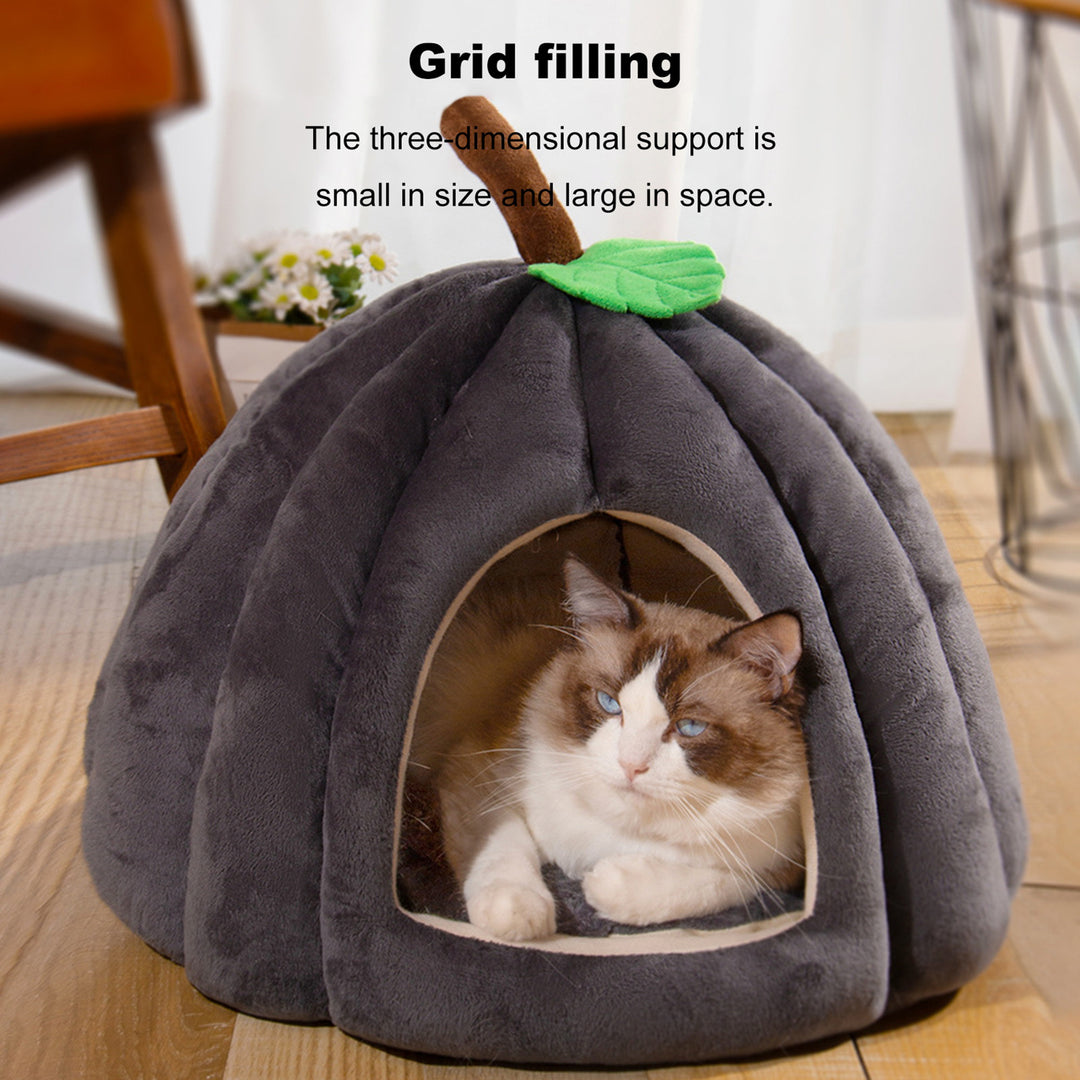 Semi-Enclosed Pet Bed for Cats All Seasons Comfort Stable Anti-Slip Pumpkin Pet Tent Cat House for Small Medium Dogs Image 7