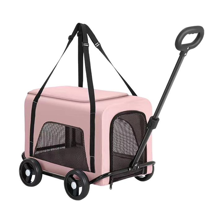 Dog Stroller 4 Wheel Pet Stroller with 360 Rotatable Retractable Handle Ventilated Pet Bag Foldable Pet Stroller for Image 3