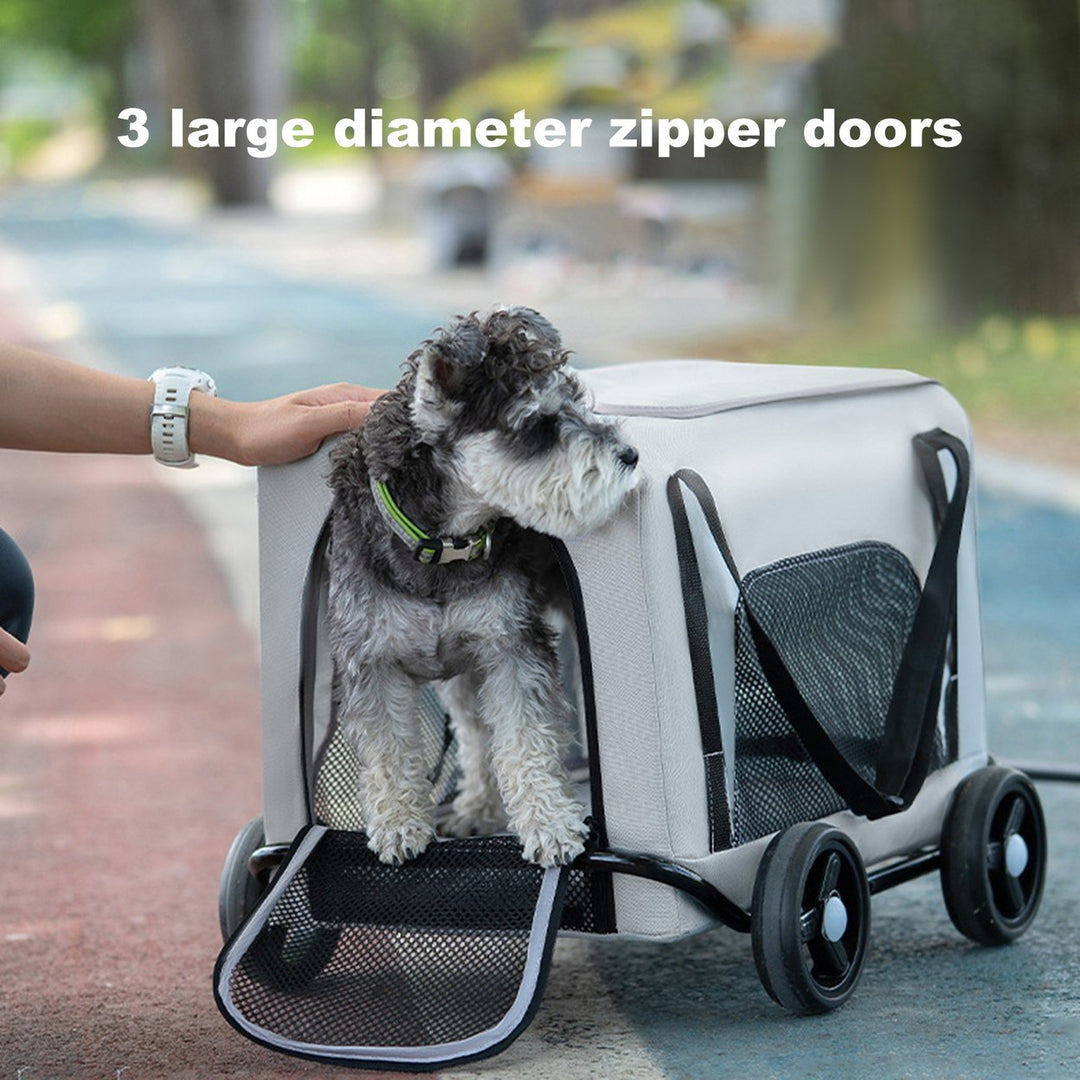 Dog Stroller 4 Wheel Pet Stroller with 360 Rotatable Retractable Handle Ventilated Pet Bag Foldable Pet Stroller for Image 4