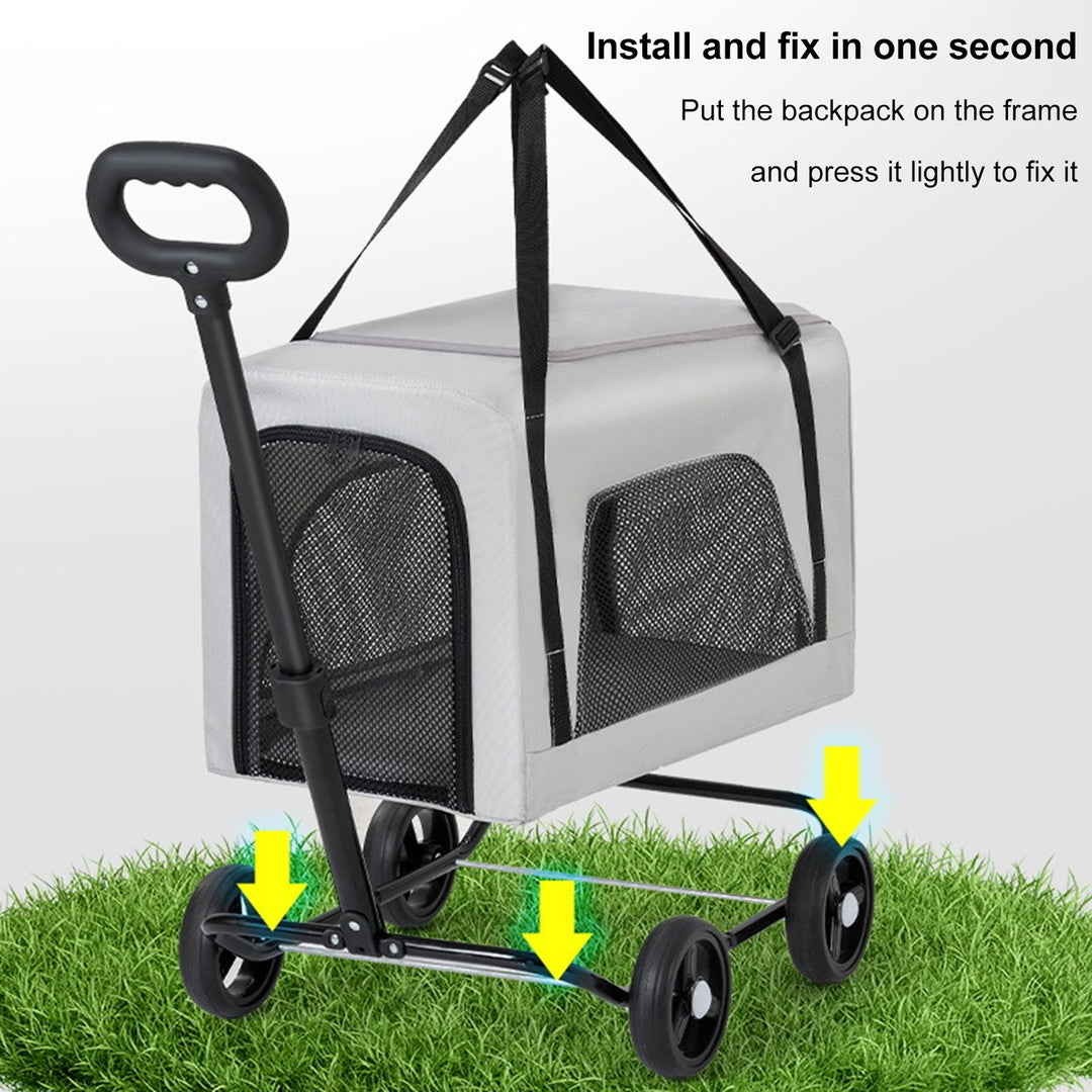 Dog Stroller 4 Wheel Pet Stroller with 360 Rotatable Retractable Handle Ventilated Pet Bag Foldable Pet Stroller for Image 11