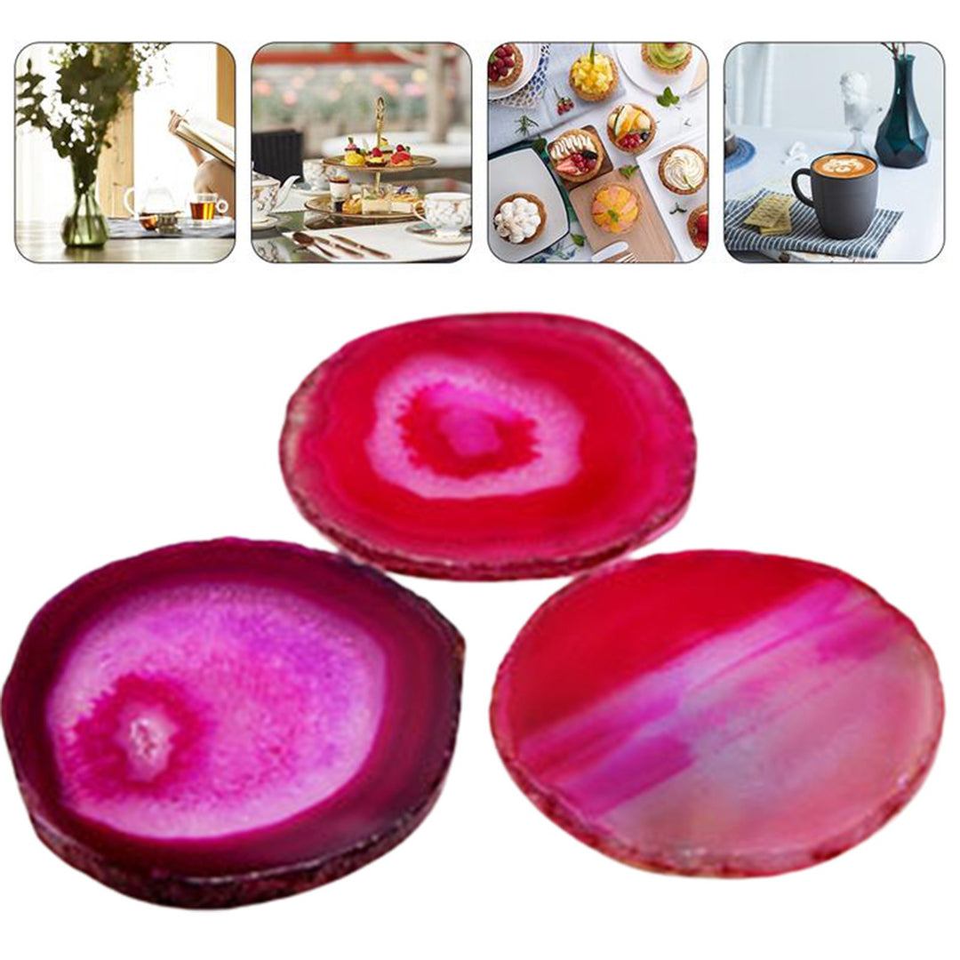 Polished Dyed Coaster Compact Stone Natural Agate Sliced Coaster Desktop Decor Image 7