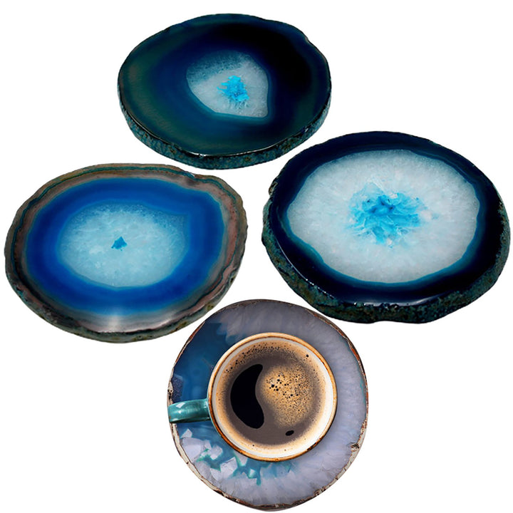 Polished Dyed Coaster Compact Stone Natural Agate Sliced Coaster Desktop Decor Image 9