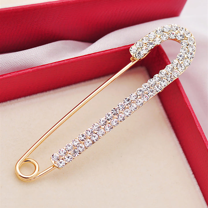 Exquisite Anti-Exposure Brooch Pin Women Shining Rhinestone Sweater Safety Pin Costume Accessories Image 4