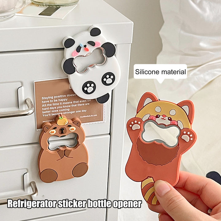 Beer Bottle Opener Magnet Cute Animal Cat Dog Panda Shape Bottle Cap Opener Fun Kitchen Gadget Practical Bar Accessory Image 1