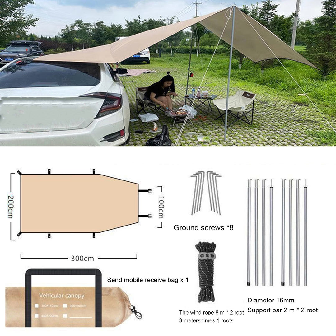 Car Awning Waterproof Oxford Cloth 5-8 Persons Outdoor Camping Tarp SUV Truck Tailgate Canopy RV Vehicle Roof Sun Shade Image 9