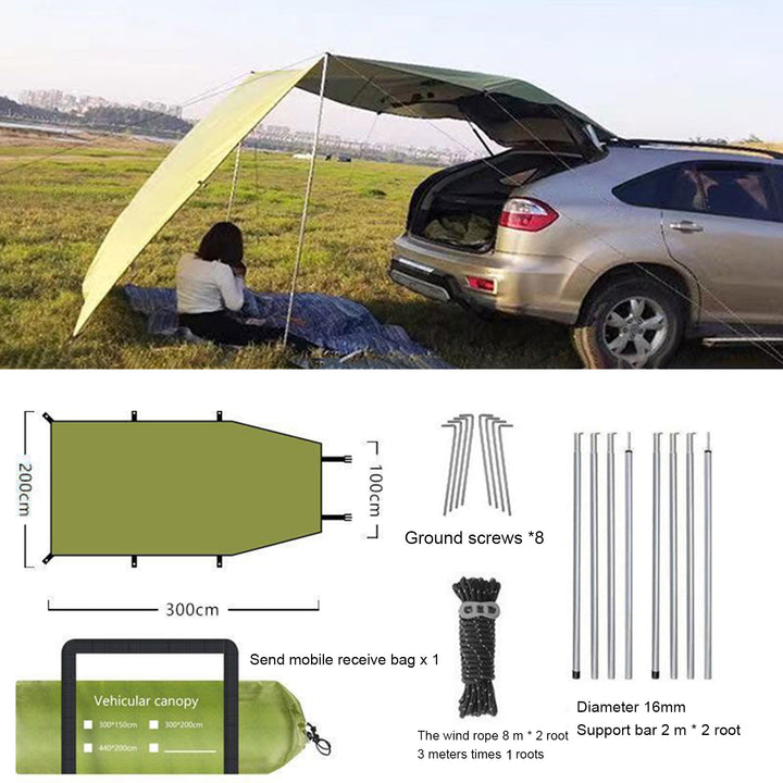 Car Awning Waterproof Oxford Cloth 5-8 Persons Outdoor Camping Tarp SUV Truck Tailgate Canopy RV Vehicle Roof Sun Shade Image 10