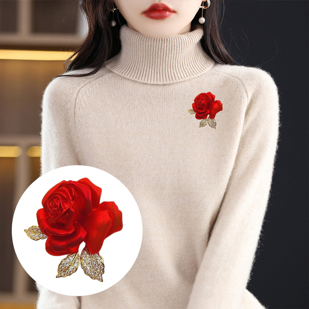 Luxury Rose Flower Shape Brooch Shining Rhinestones Pin Elegant Suit Coat Overcoat Badge Clothes Accessories Image 1