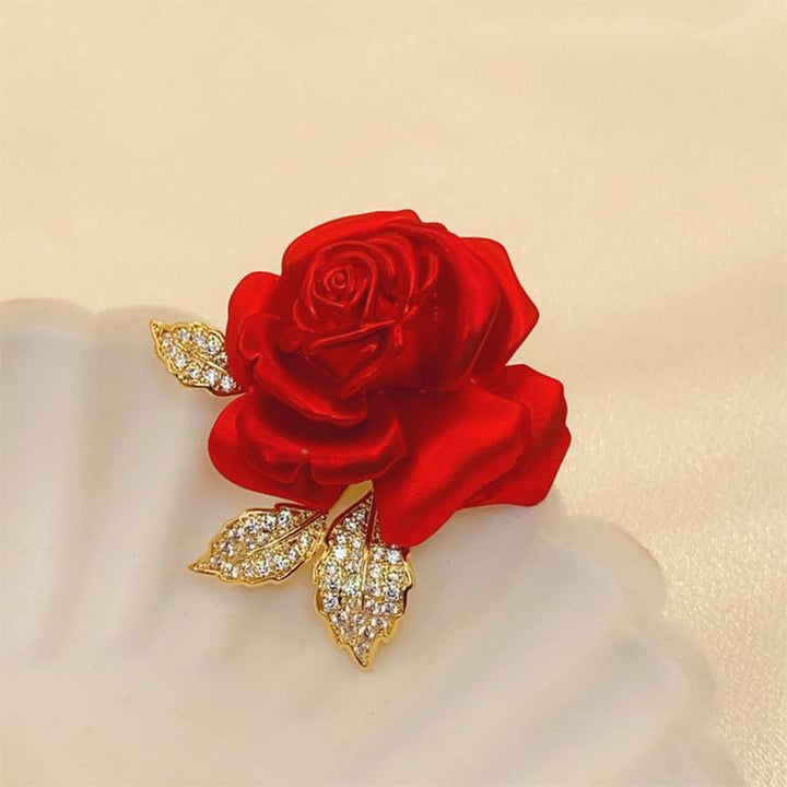 Luxury Rose Flower Shape Brooch Shining Rhinestones Pin Elegant Suit Coat Overcoat Badge Clothes Accessories Image 4