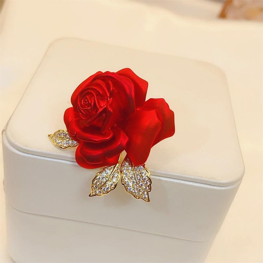 Luxury Rose Flower Shape Brooch Shining Rhinestones Pin Elegant Suit Coat Overcoat Badge Clothes Accessories Image 7