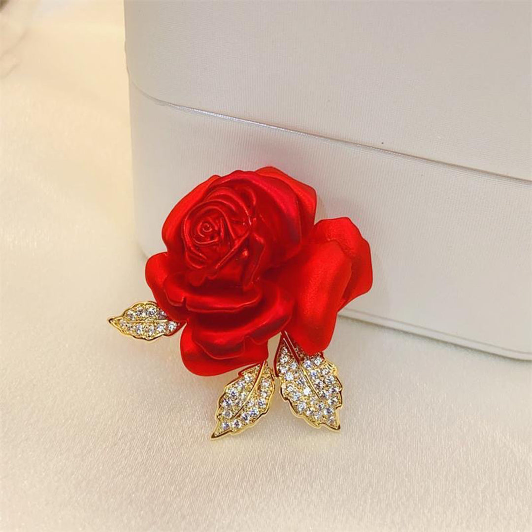 Luxury Rose Flower Shape Brooch Shining Rhinestones Pin Elegant Suit Coat Overcoat Badge Clothes Accessories Image 8