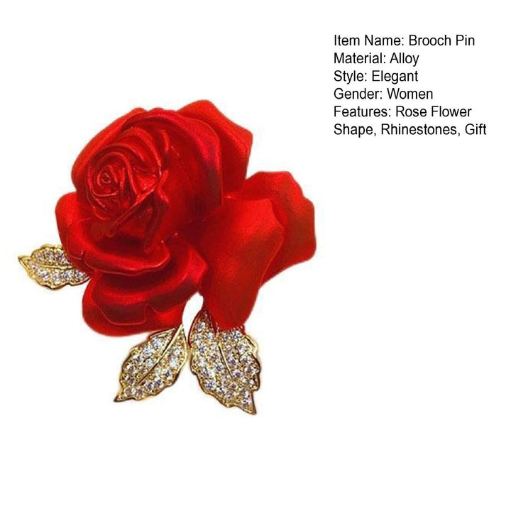 Luxury Rose Flower Shape Brooch Shining Rhinestones Pin Elegant Suit Coat Overcoat Badge Clothes Accessories Image 10