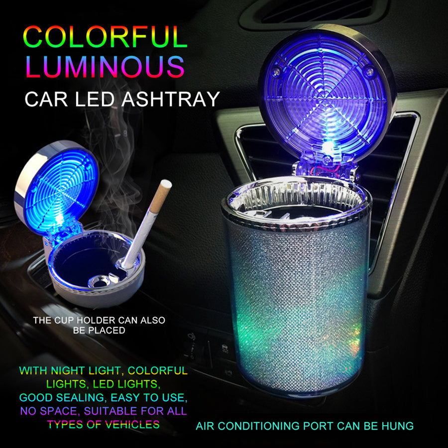 Car Ashtray with Colorful Lights Durable Portable Auto Easy-carrying Car Ashtray with LED Light Daily Use Image 1