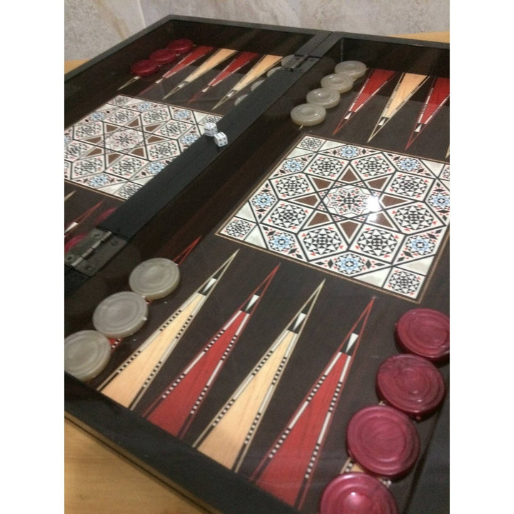 20"inch Backgammon Set for Adults X Large Classic Wooden Game Board Handmade Game Sets and Checkers Gift Ideas for Dad Image 4