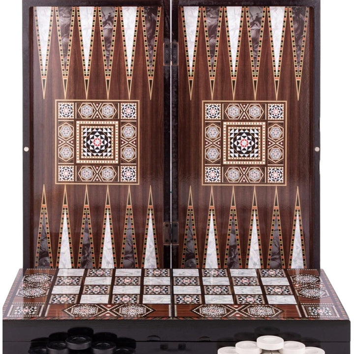 20"inch Backgammon Set for Adults X Large Wooden Game Board Handmade Game Sets and Checkers Gift Ideas for Dad Image 1