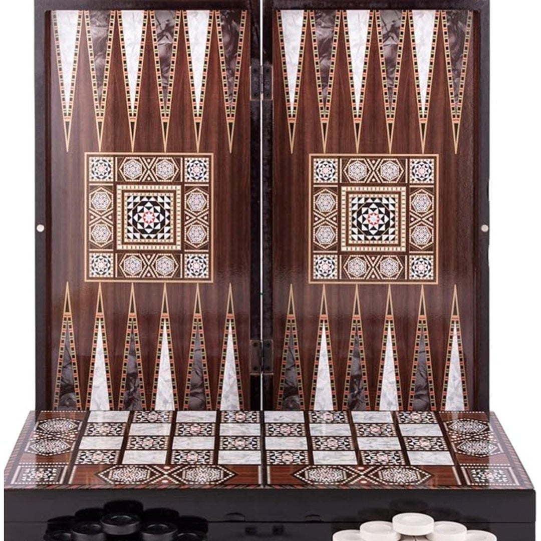 20"inch Backgammon Set for Adults X Large Wooden Game Board Handmade Game Sets and Checkers Gift Ideas for Dad Image 6