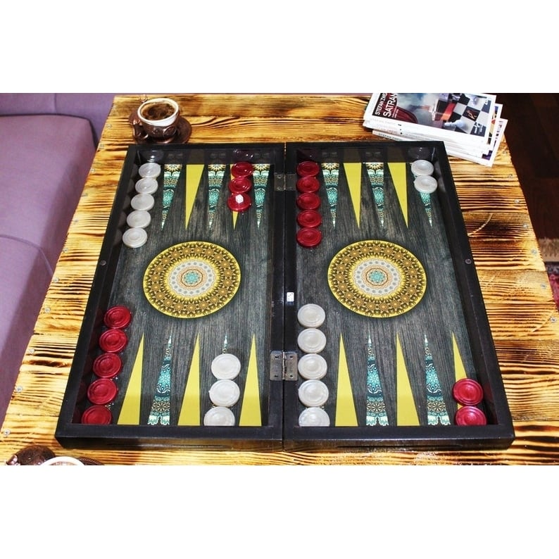 20"inch Backgammon Set for Adults X Large Wooden Game Board Handmade Game Sets Gift Ideas for Dad and Family Image 1