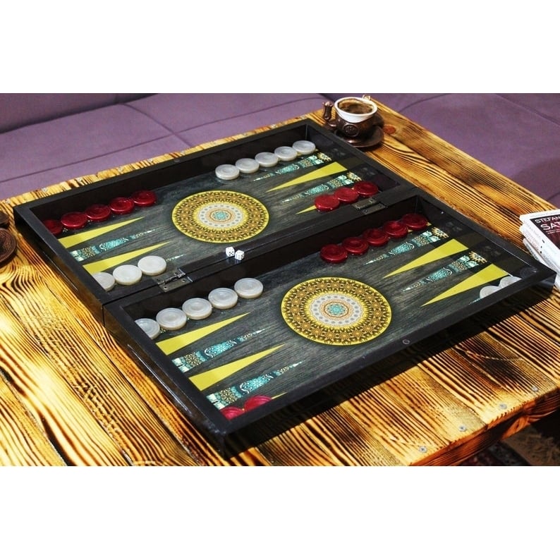 20"inch Backgammon Set for Adults X Large Wooden Game Board Handmade Game Sets Gift Ideas for Dad and Family Image 2